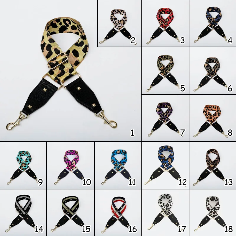 Adjustable Leopard Print Fabric Bag Straps Belt Women Crossbody Bag Replace Handle 5cm Adjustable Bag Accessories Belt