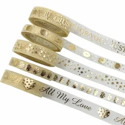 5 Yards Hot Stamping Love Ribbon Holiday Packaging Making Valentine's Day Handmade DIY Crafts Home Decoration