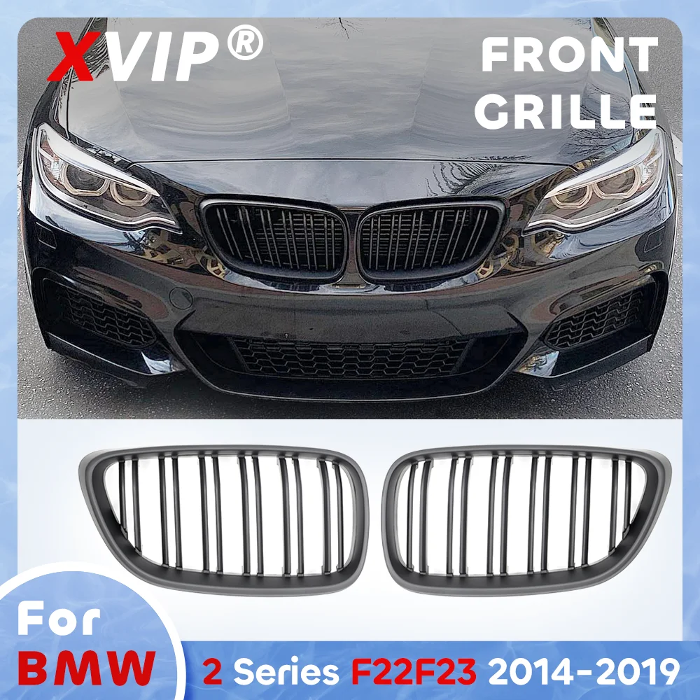 

XVIP Matte Black Double Line Style Front Bumper Grille For BMW 2 Series 2014-2019 F22 F23 F87