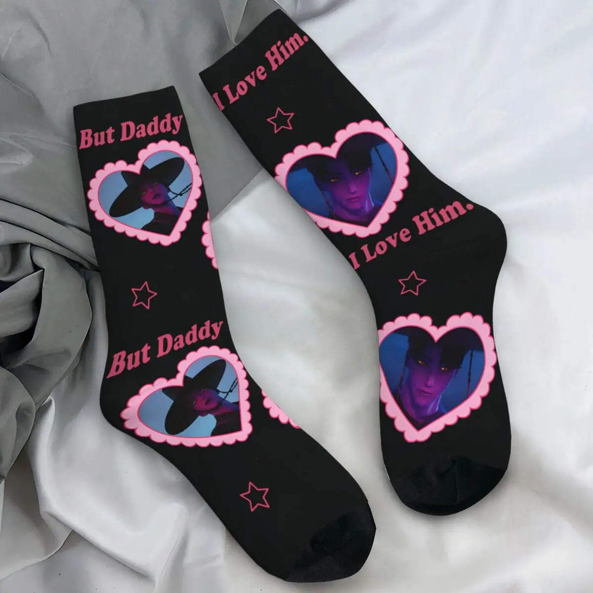 

Взрослые мужские носки Охотники на демонов, но папа, я люблю его, чулки, зимние готические мягкие дышащие носки, спортивные противоскользящие носки на открытом воздухе