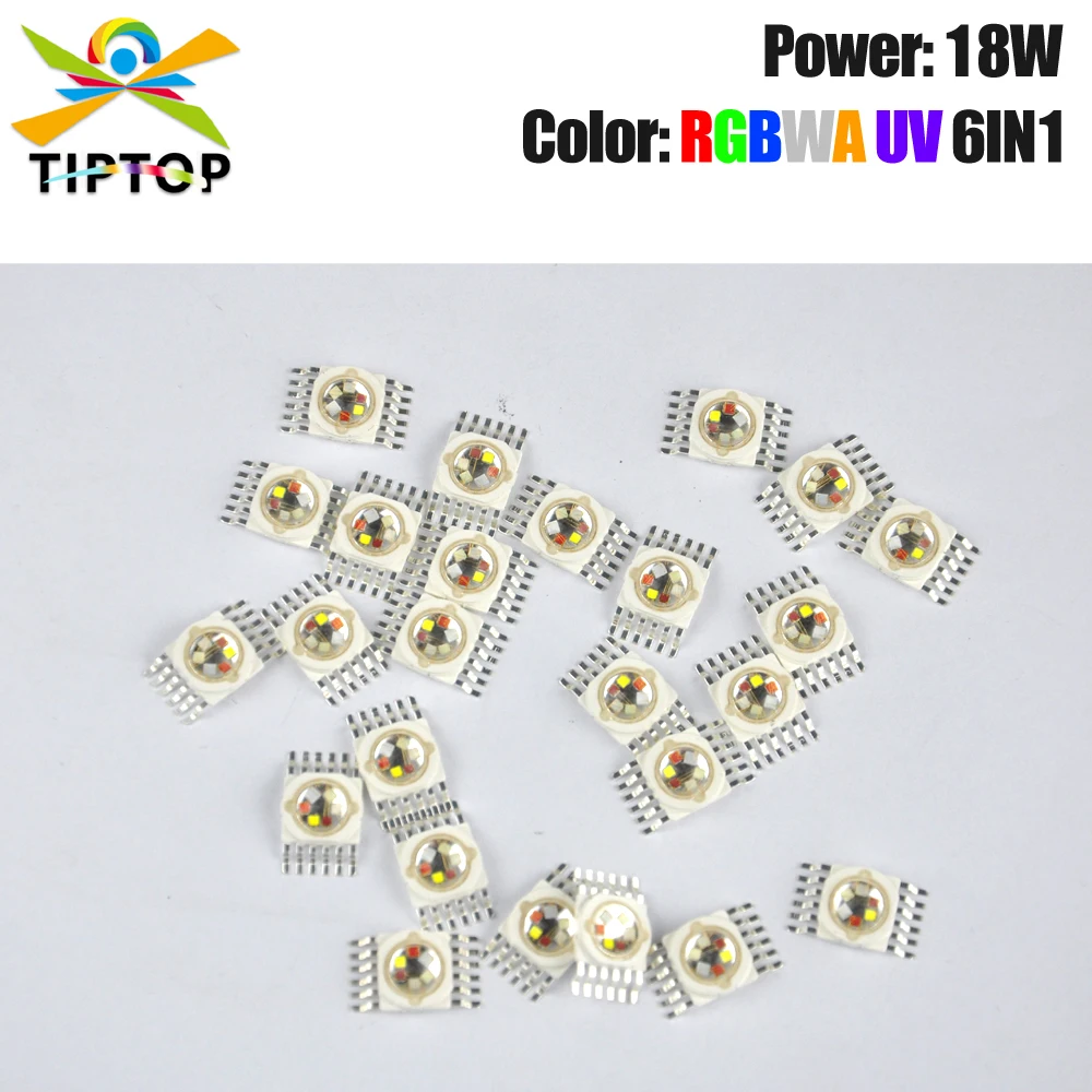 TIPTOP 20PCS RGBWAP LED Diode 12 pins High Power LED Chip 18W Par Light lamp Colorful DIY for Stage lighting beads