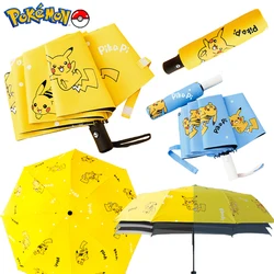 Pokemon Pikachu Cartoon Umbrellas for Women Man Kawaii Rain Gear Automatic Manual Opening Sun Umbrella UV Protection Girls Gifts