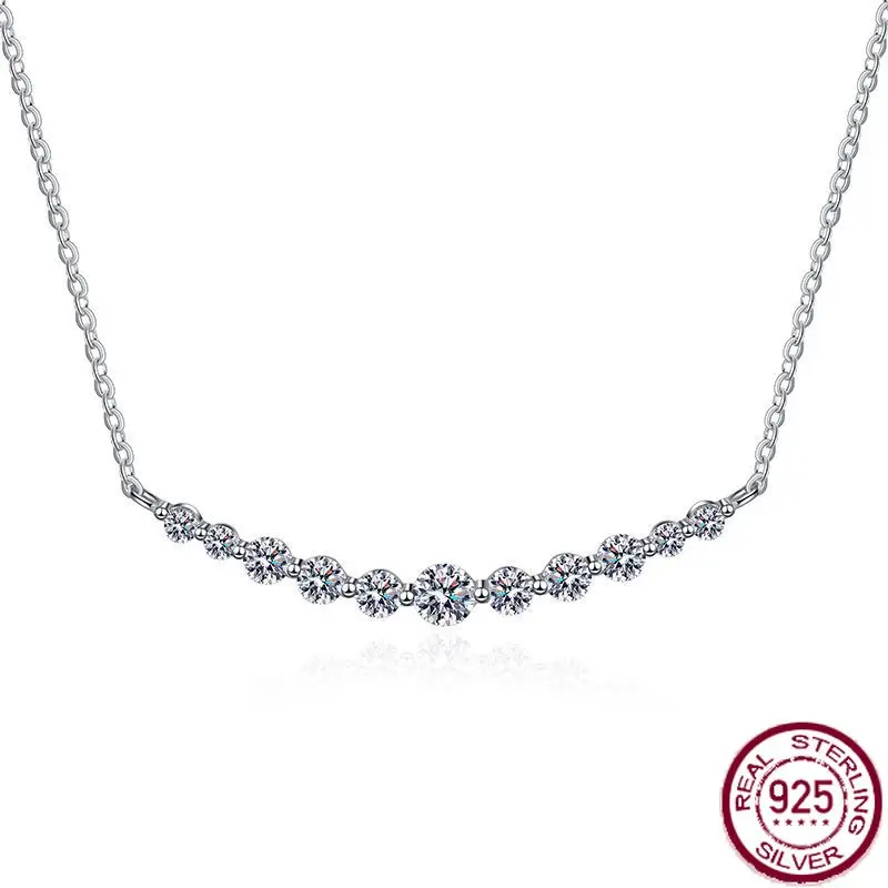 

2023 New European and American S925 Silver Necklace Mosang Stone Simple Necklace Fashion Jewelry Wholesale