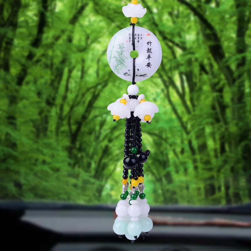 New Peace Buckle Automobile Hanging Ornament Car Rearview Mirror Obsidian Gourd Ornaments Car Interior Decoration Supplies Decor