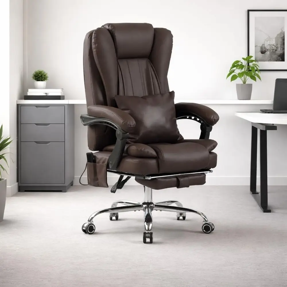 

4-Point Kneading Heated Massage Chair with Footrest for Big & Tall, Ergonomic Desk Chair for Home Office, Reclining Computer Cha