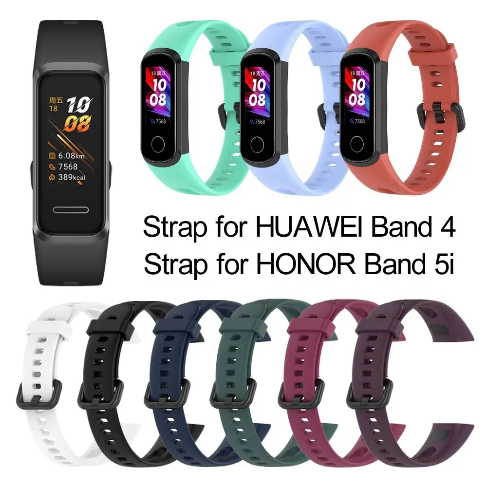 Buckle Bracelet Sports Replacement Watch Band Soft Silicone Strap Wrist Strap For HUAWEI Band 4 ADS-B29 Honor Band 5i ADS-B19