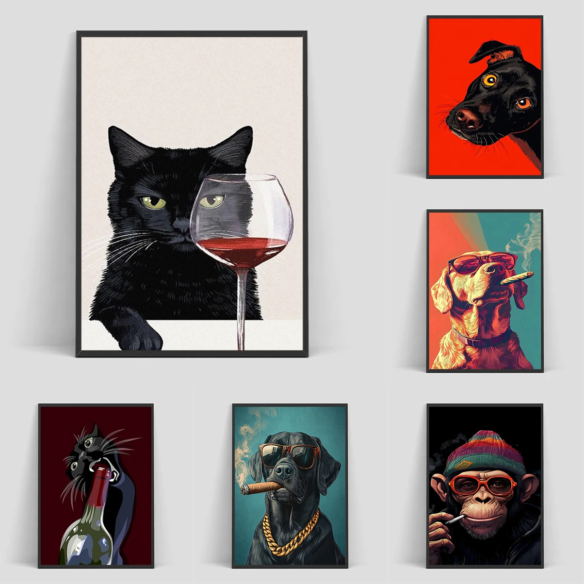 

A Slightly Tipsy Cat Poster Canvas Wall Art Mural Abstract Painting Room Decorations Decorative Paintings Bedroom Decoration