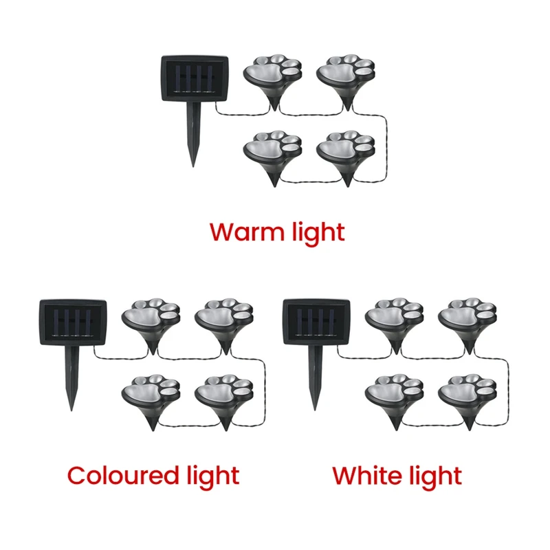 Wireless Set Of 4 Solar Dog Print Lights Garden Statue Lantern LED Path Light Outdoor Animal Pet Lamp