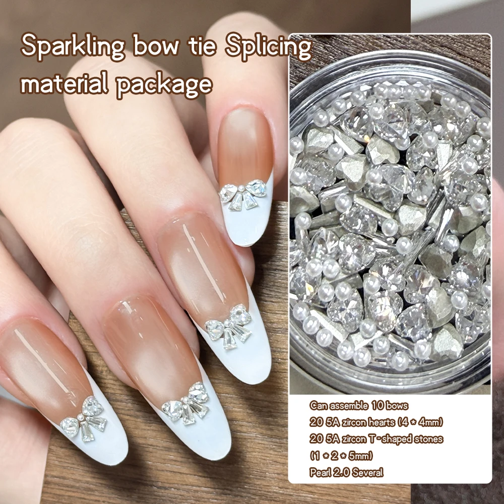 Kaniu Sparkling Nail Art Bow Tie Splicing Material Package Super Flash Butterfly Knot Diamond Splicing Nail Manicure Accessories