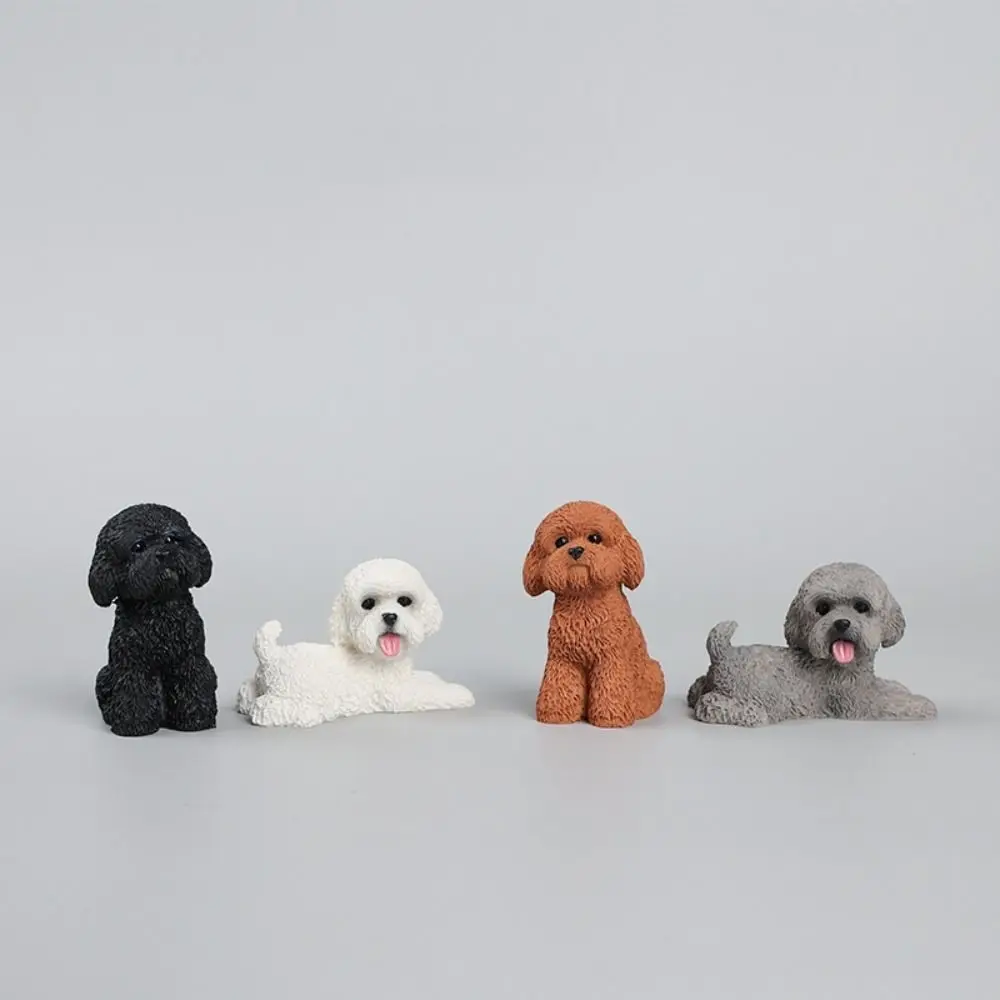 Simulation Poodle Dog Figures Resin Crafts Miniature Figurine Mini Animal Ornament Kawaii Desktop Decoration Dog Action Figures
