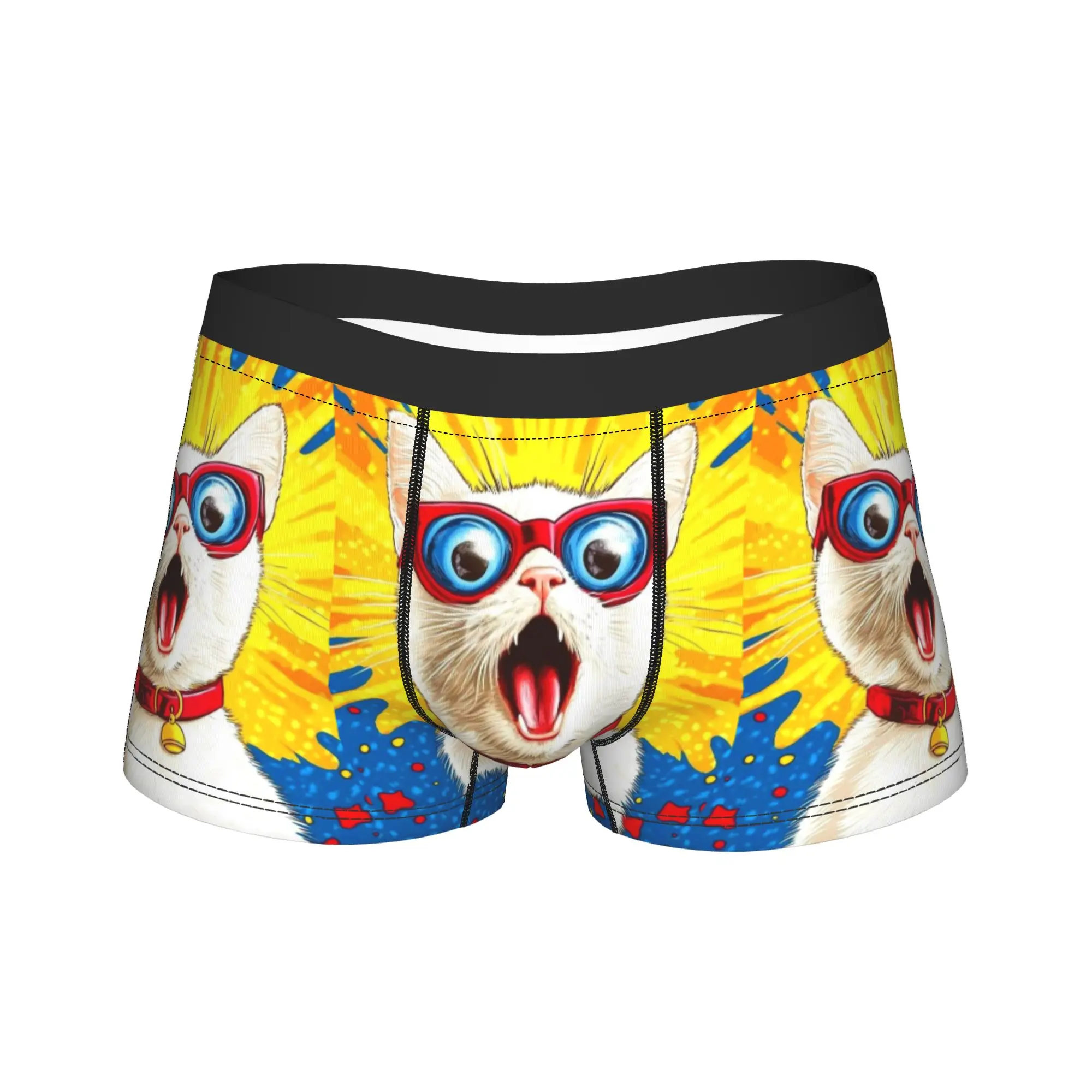 Cat Sunglasses Pop Boxer Brief  Underwear Quality Men Classic Boxershorts Custom Plus Size Panties