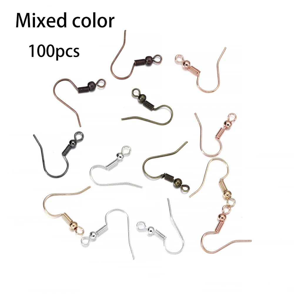 100/300 Stks/partij Hypoallergene Oorbelhaak Kit Mixkleur Oordraden Vishaken Open Springringen Oordopjes Voor Diy Sieraden Maken