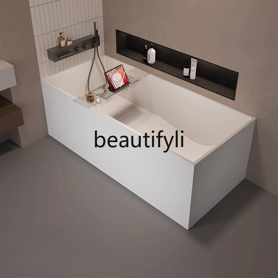 

FGVasca da bagno per adulti giapponese rettangolare indipendente integrata in pietra artificiale PMMA per piccoli appartamenti d