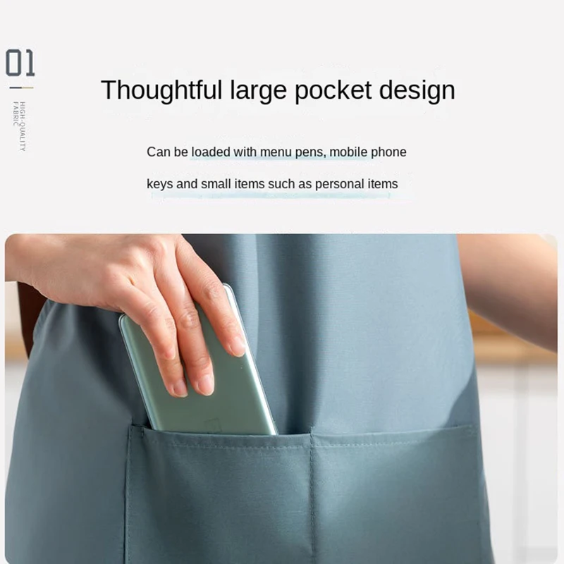 Avental de cozinha à prova d'água, à prova de óleo, conveniente, bolso, chef, cozinha, homens, mulheres, barista, manicure, trabalho, uniforme de garçom