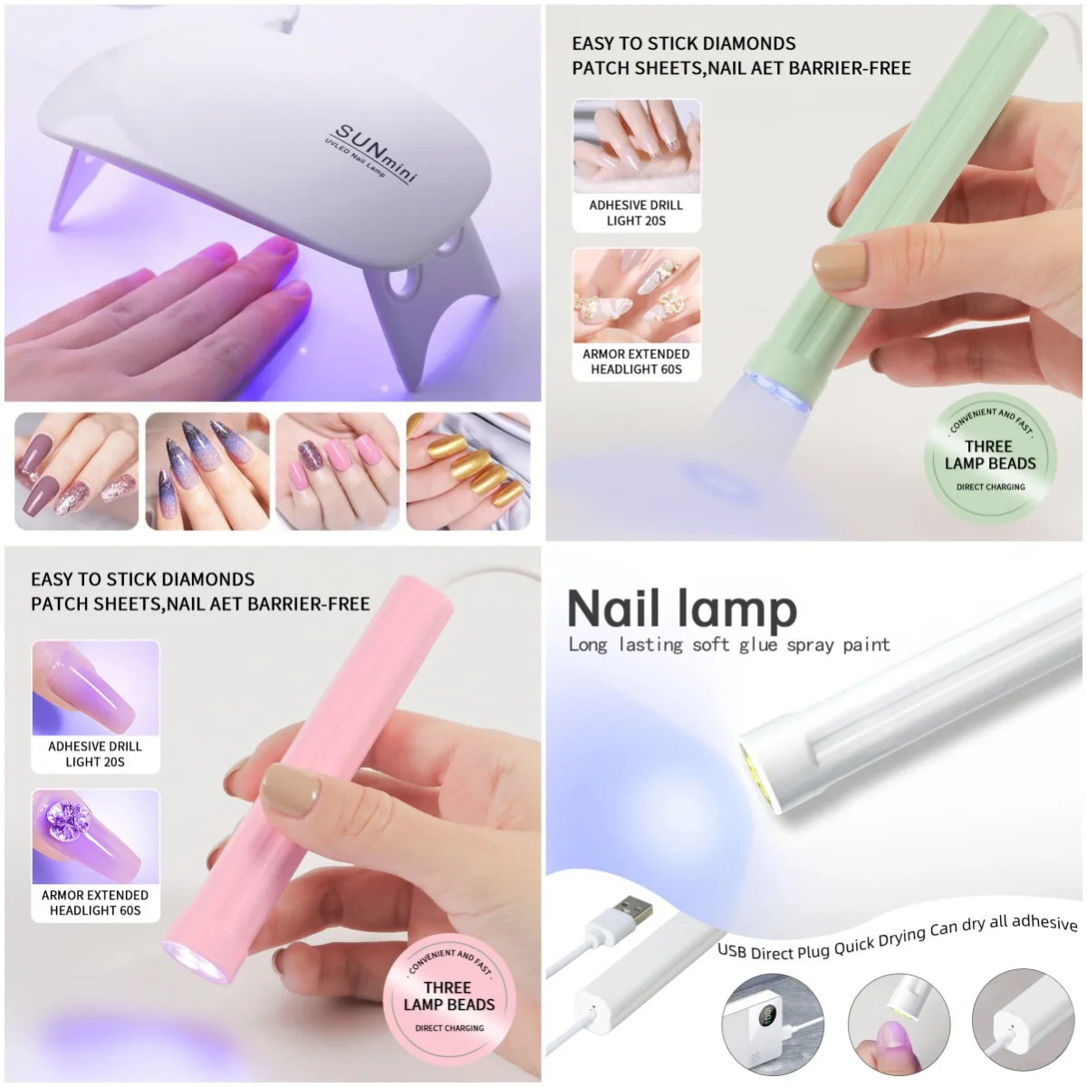 3W Mini Nail Dryer Machine Portable LED UV Manicure Lamp Nail Lamp For Drying Polish With USB Cable Nail Art Tool Gel Curing