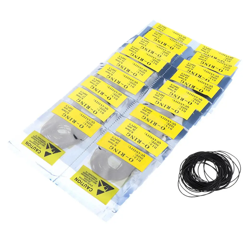 950pcs Bulk Rubber Silicone Watch Gasket Case Seals 12mm-30mm