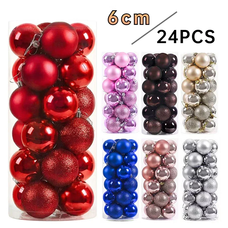 24/pcs 6CM Christmas Ball Ornaments Set Christmas Spheres Christmas Tree Pendant Decoration Christmas Decoration Accessories