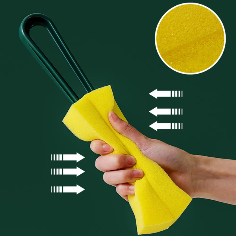 Washing Cup Brush U-shaped Extended Handle Double-sided Soft Sponge Teapot Water Cup Milk Bottles Kitchen Cleaning Tool