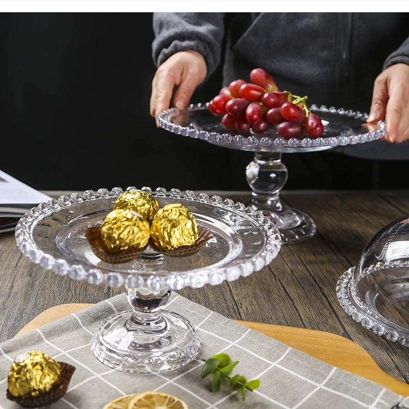 Transparent Glass Heart Border Storage Tray Cake Dessert Plate Desktop Decor Display Service Decoration Accessories