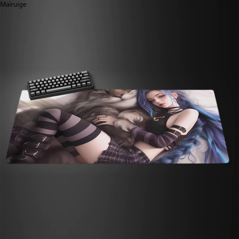 Large Jinx Mouse Pad Pc Gamer League of Legends Cabinet Keyboard Desk mat Cartoon Arcane Gaming Accessories Computer Mousepad