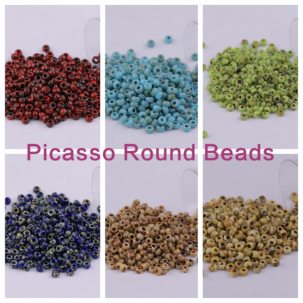 

MIYUKI Glass Beads Picasso Coating Series 2mm 11/0 Round Beads for Needlework DIY Jewelry Making