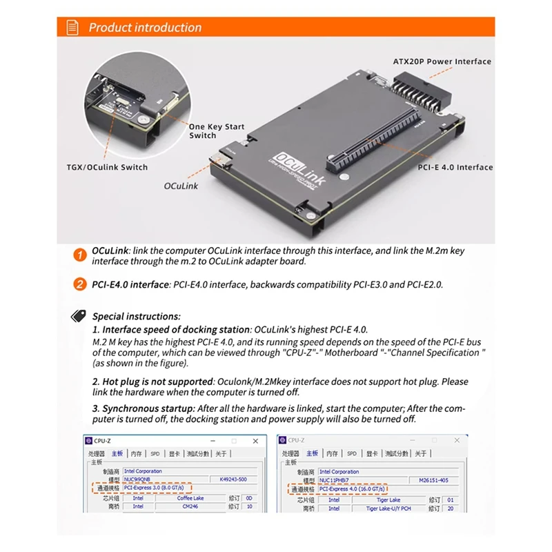 Ocup4v2 Oculink GPU Dock , NVME M.2 To Oculink Adapter For Laptop Mini PC To Exteral Graphic Card