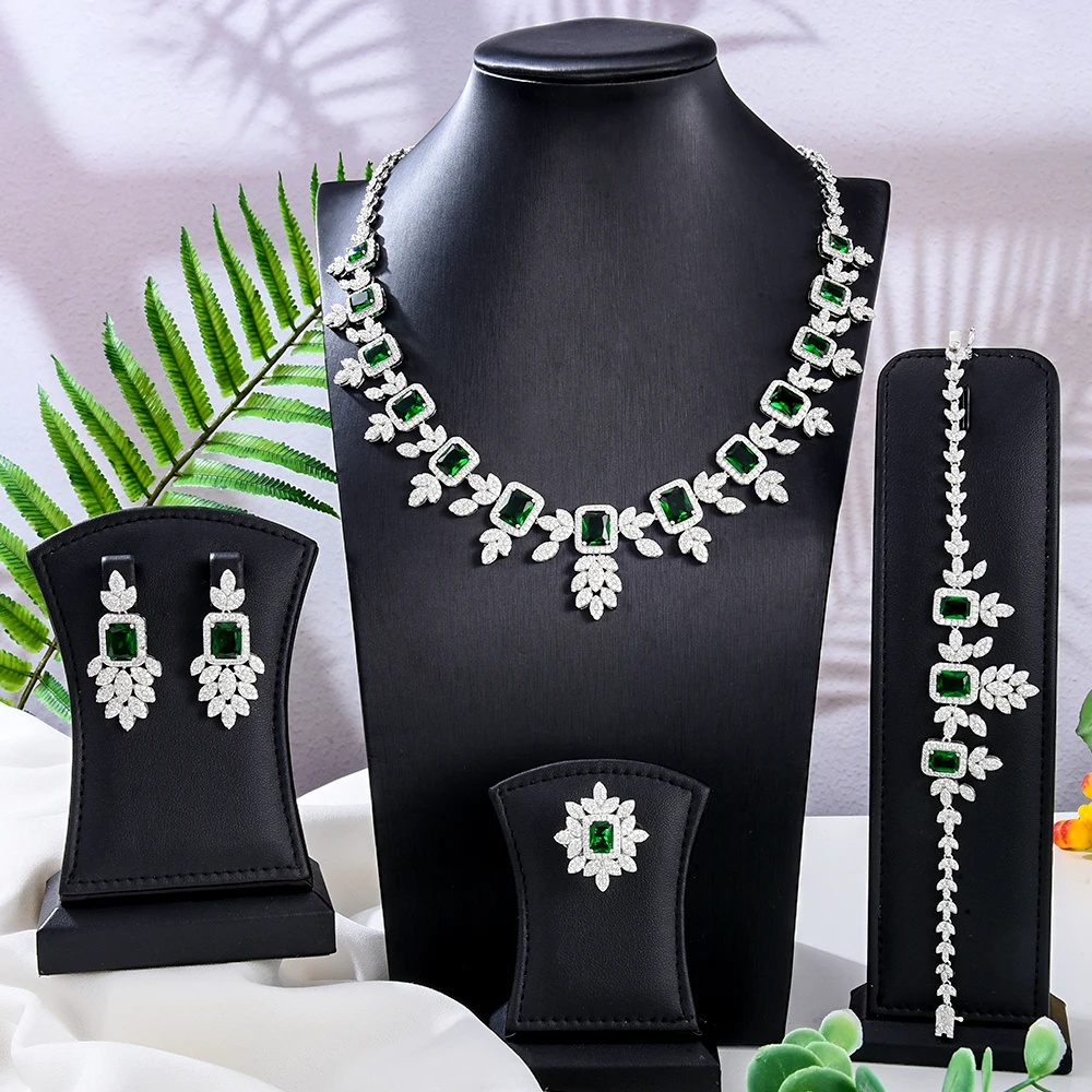 

Jimbora Luxury Trend Gorgeous Necklace Earrings Bangle Ring Set African Jewelry Sets For Women Wedding Jewelry Trendy HOT New