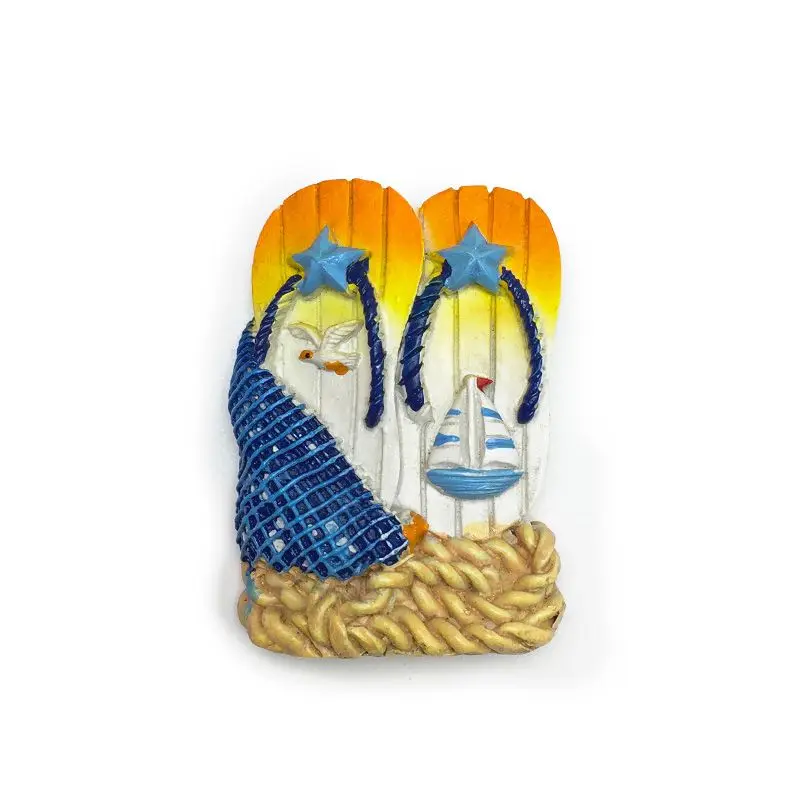 

USA Hawaii 3D Resin Fridge Magnet Flip Flop Beach Style Sailboat Net Seagull Cute Magnets Home Decor Items
