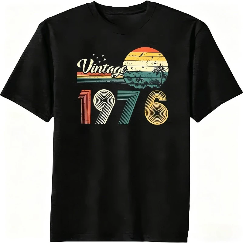 Vintage 1976 Shirt for Men 50th Birthday Camisa Men Dad Fathers Day Birthday Gifts for Husband Friend 1976 T Shirt Retro Tees
