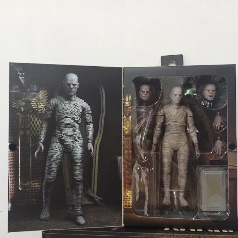 الأصلي NECA العالمي وحوش المومياء النعش فرعون التابوت الهرم عمل الشكل وحوش نموذج اللعب هالوين الرعب الهدايا