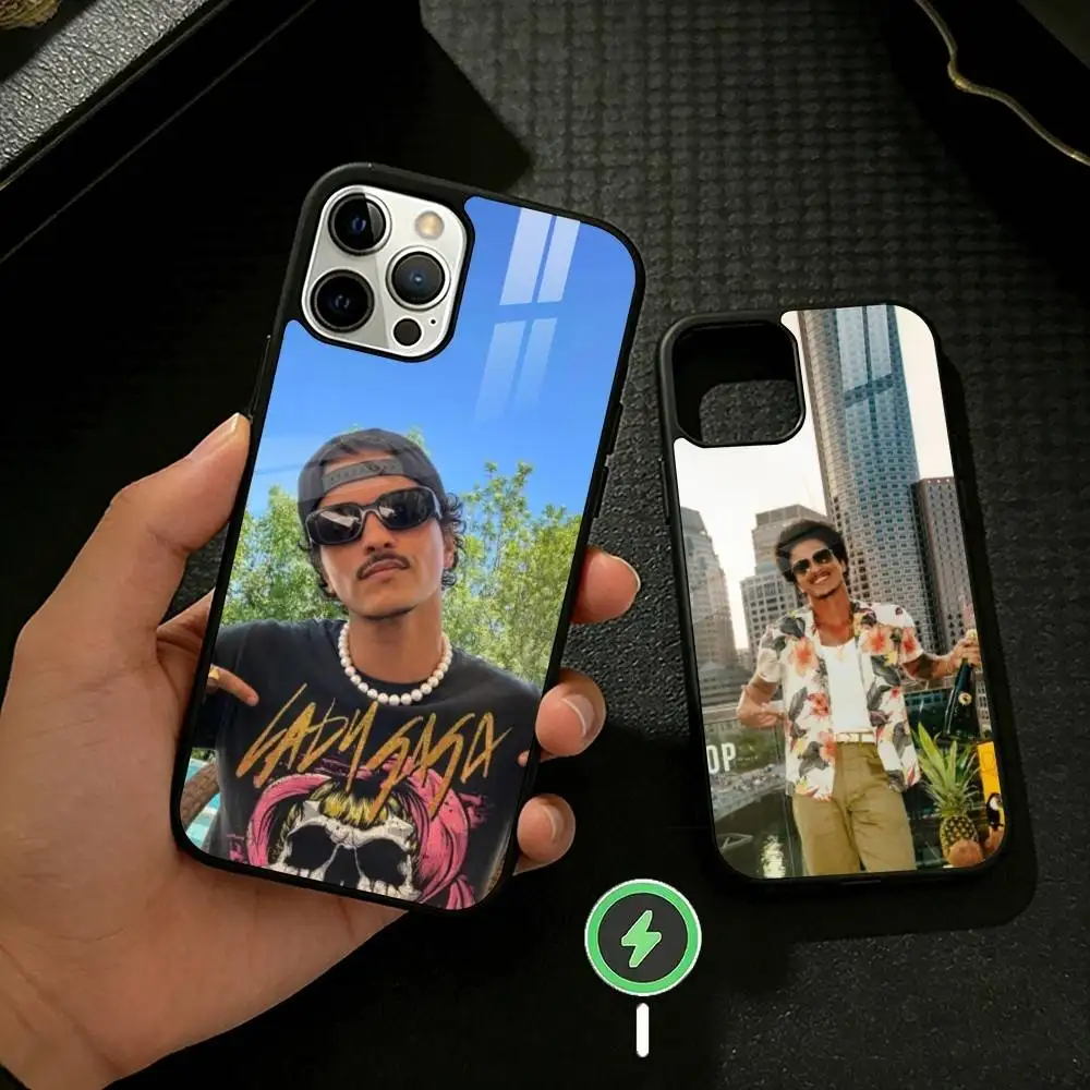 

Чехол для телефона Singer B-Bruno Mars для iPhone 17 16 15 14 13 12 Pro Max Plus с зеркальной беспроводной магнитной крышкой