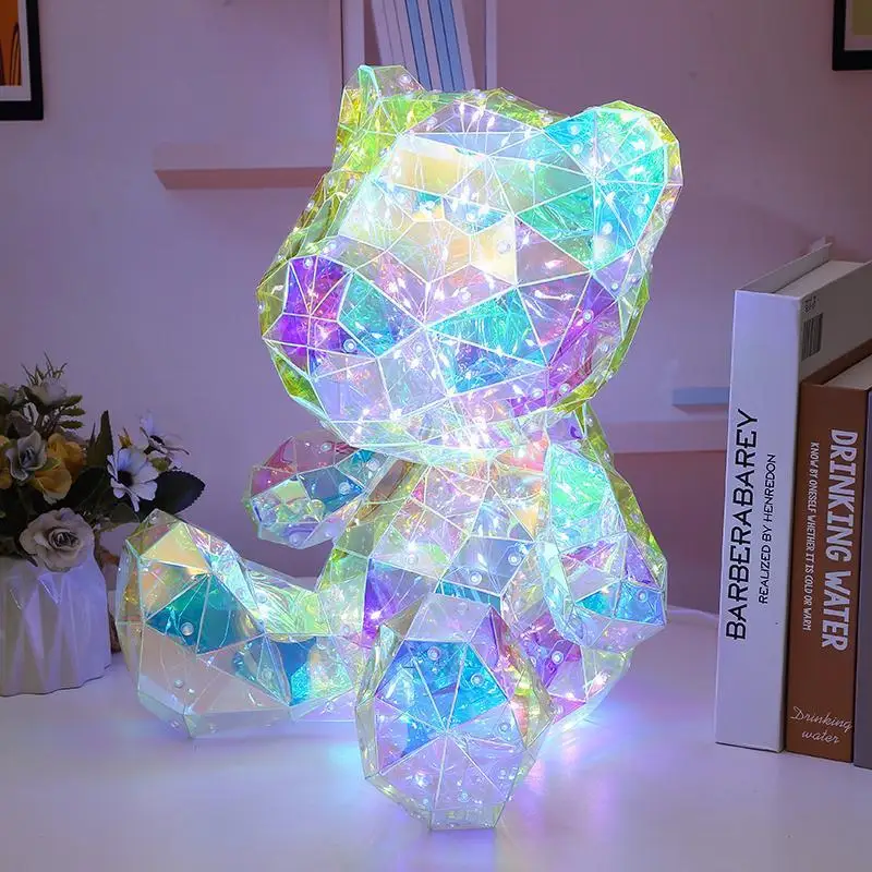 Modelo de oso brillante colorido LED, regalo del Día de San Valentín, decoración Interior de árbol de Navidad, juguetes de Halloween