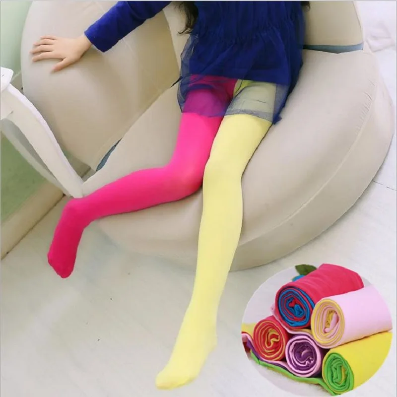 Candy Color Mixed Tights for Girls Patchwork Baby Stretch Trouser Kids Dance Leggings Pantyhose Socks 3-12Y