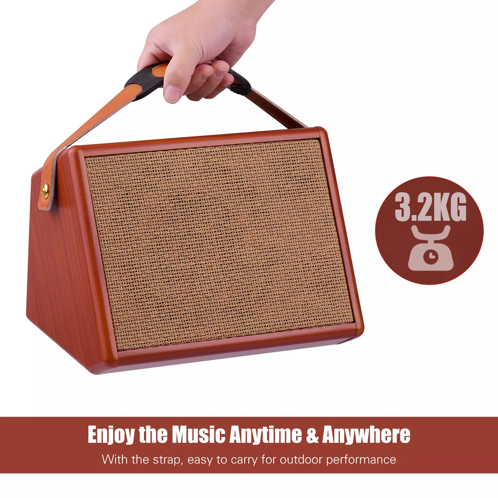 ammoon AC-25 25W Portable Acoustic Guitar Amplifier Rechargeable Wireless BT Speaker Indepedent Reverb Microphone Available