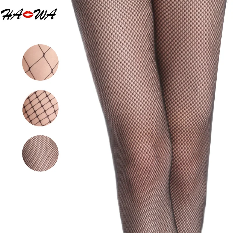 HA WA Women\'s Black Nylon Fishnet Tights Sexy Breathable Fashion mesh Anti-hook silk Pantyhose