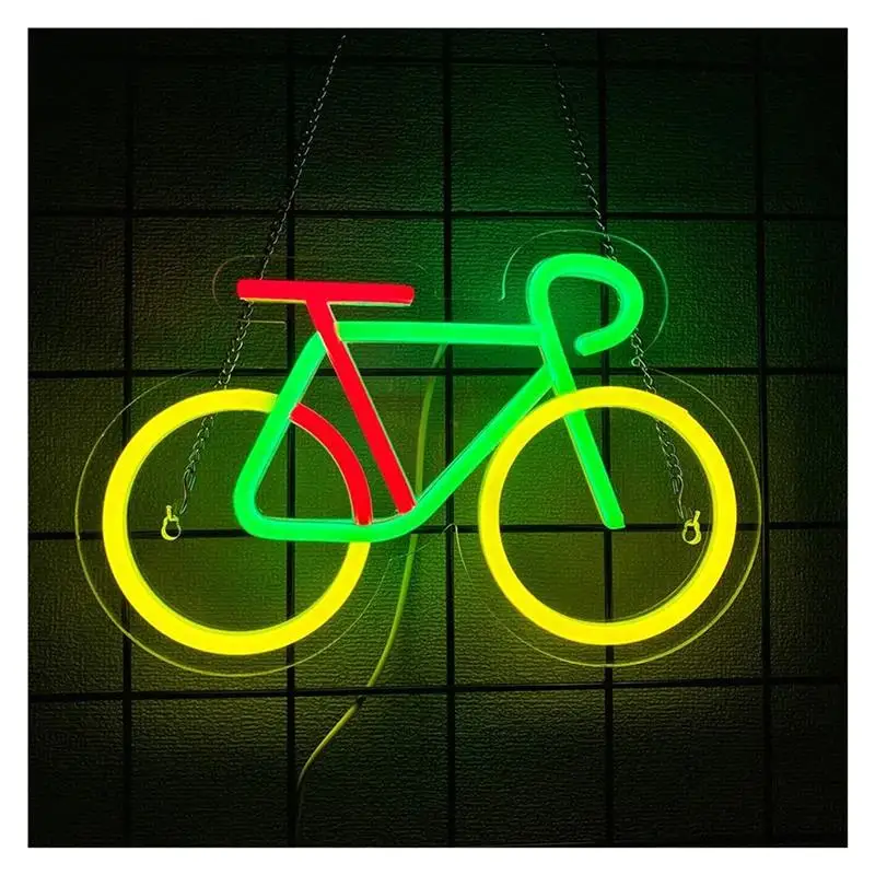 bicycle-neon-lights-night-lights-powered-by-usb-3d-wall-decoration-of-gym-and-game-room-dimmable-neon-sign-185cm×28cm