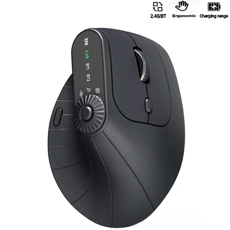 Multi-device Vertical Ergonomic Mouse Rechargeable 2.4G Bluetooth Wireless Mouse for PC Tablet