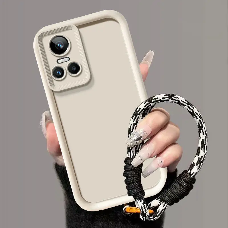 Realme GT Neo3 케이스 Realme GT NEO2 전화 케이스 Realme GT2 gt 5G Realme gt neo2T 소프트 충격 방지 커버 안티 손실 교수형 로프