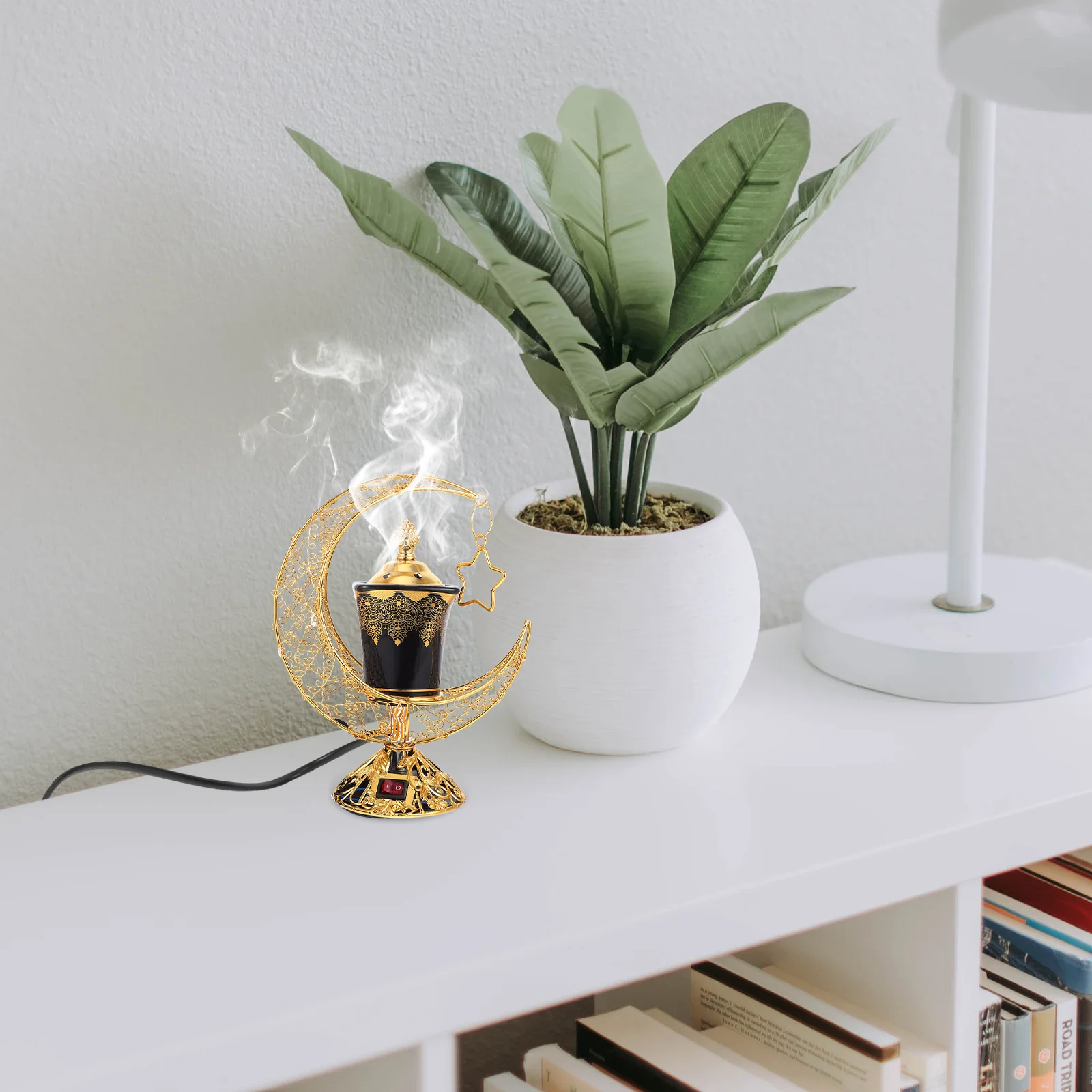 

Decorative Electric Censer Burner Arabic Pattern Ceramic Incense Stove for Aromatherapy Room Fragrance Heater Indoor Comfort