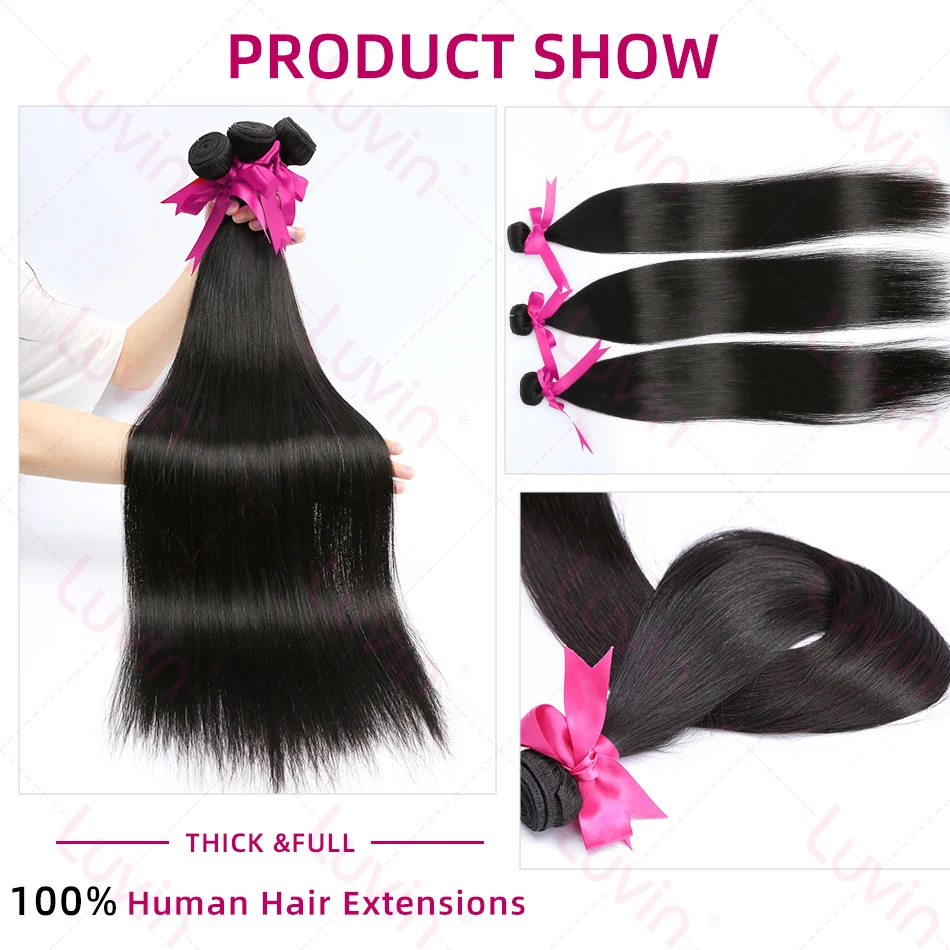 10A 32 34 36 40 Inch Straight Human Hair Bundles Unprocessed Brazilian Remy Hair Weave Bundles Wave Double Weft Hair Extensions