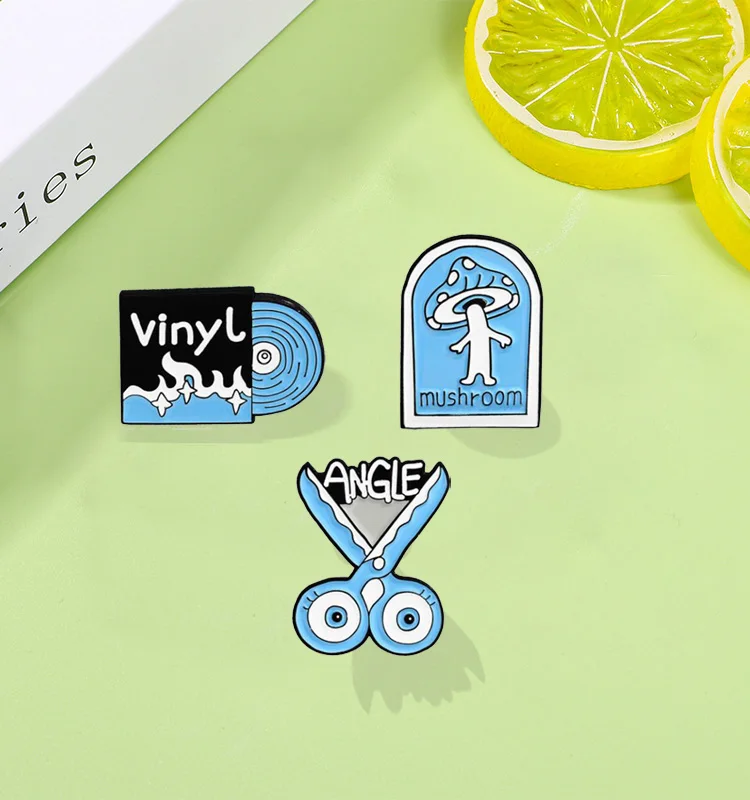 Ножницы-с-большими-глазами-креативная-брошь-ретро-виниловая-пластинка-синий-гриб-эльф-индивидуальный-трендовый-значок