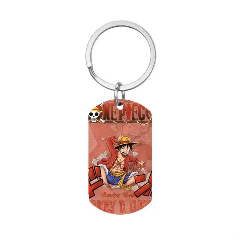 

New One Piece cartoon surrounding double-sided color printing stainless steel key chain secondary pendant Luffy Sauron pendant.