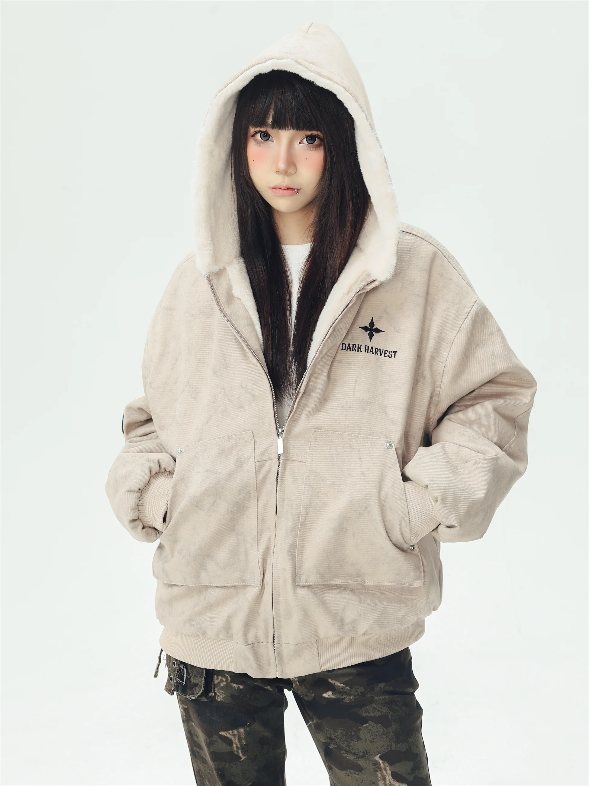 

Куртка KESOAK American Style с капюшоном, женская, зимняя, в стиле ретро, повседневная, свободного кроя, утепленная, из хлопка, с полиэстеровой тканью, прямого силуэта