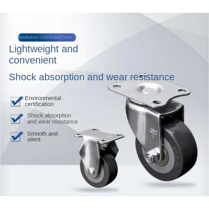 4 Pcs 2 Inch Swivel & Fixed PU Plate Casters With Brake - Smooth-rolling & Durable Polyurethane Wheels