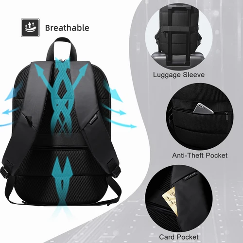 Imagen 2 del producto Mochila para ordenador portátil Heroic Knight para hombre, Mochila de negocios de 17 pulgadas, Mochila de viaje expandible, Mochila de oficina con carga USB impermeable