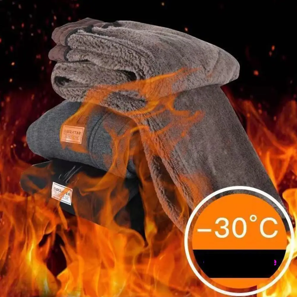 Fleece Lining Thick Harem Pants Warm Winter Straight Pants Snow Plush Fleecing Thermal Fleece Lined Sweatpants Thick Trousers 80