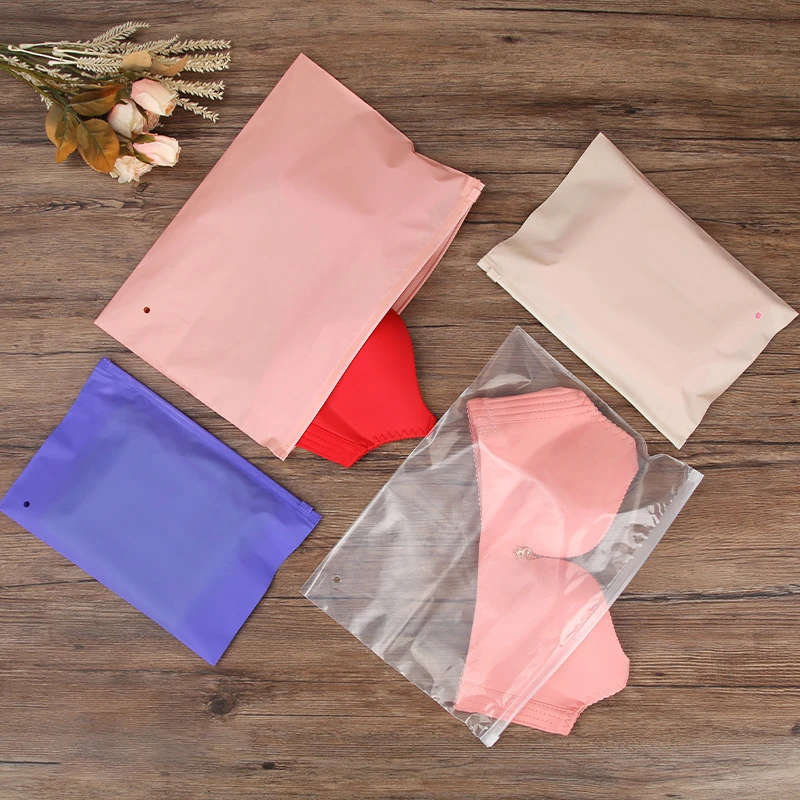 StoBag Custom Frosted Matte Clothes Packaging Zipper Bags Ziplock Color Plastic Sealed Underwear Reusable Pocket Pouches Home