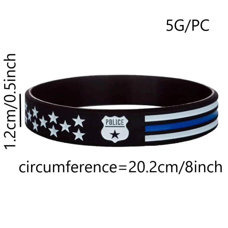 1pc United States Police Thin Blue Line American USA Flag rubber bracelet silicone wristband
