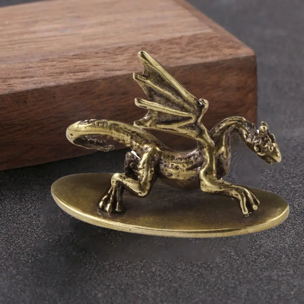 Solid Brass Pterosaur Dragon Sculpture Micro-carving Copper Crafts Little Flying Dragon Ornaments Hand-held Dragon Miniatures