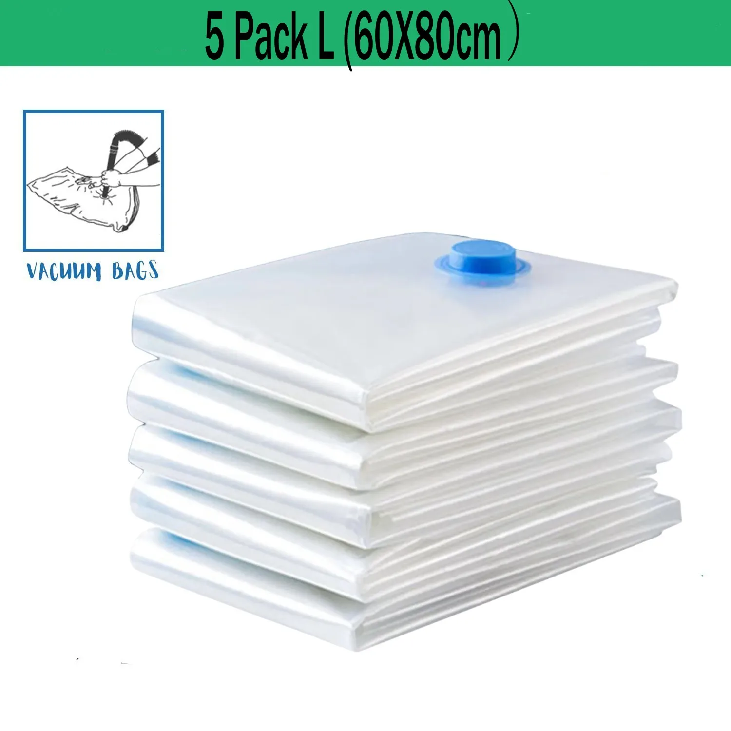 5-pack vacuümopbergzakken, ruimtebesparende zakken compressie voor dekbedden en dekens, sealer kleding reisverpakking organisator